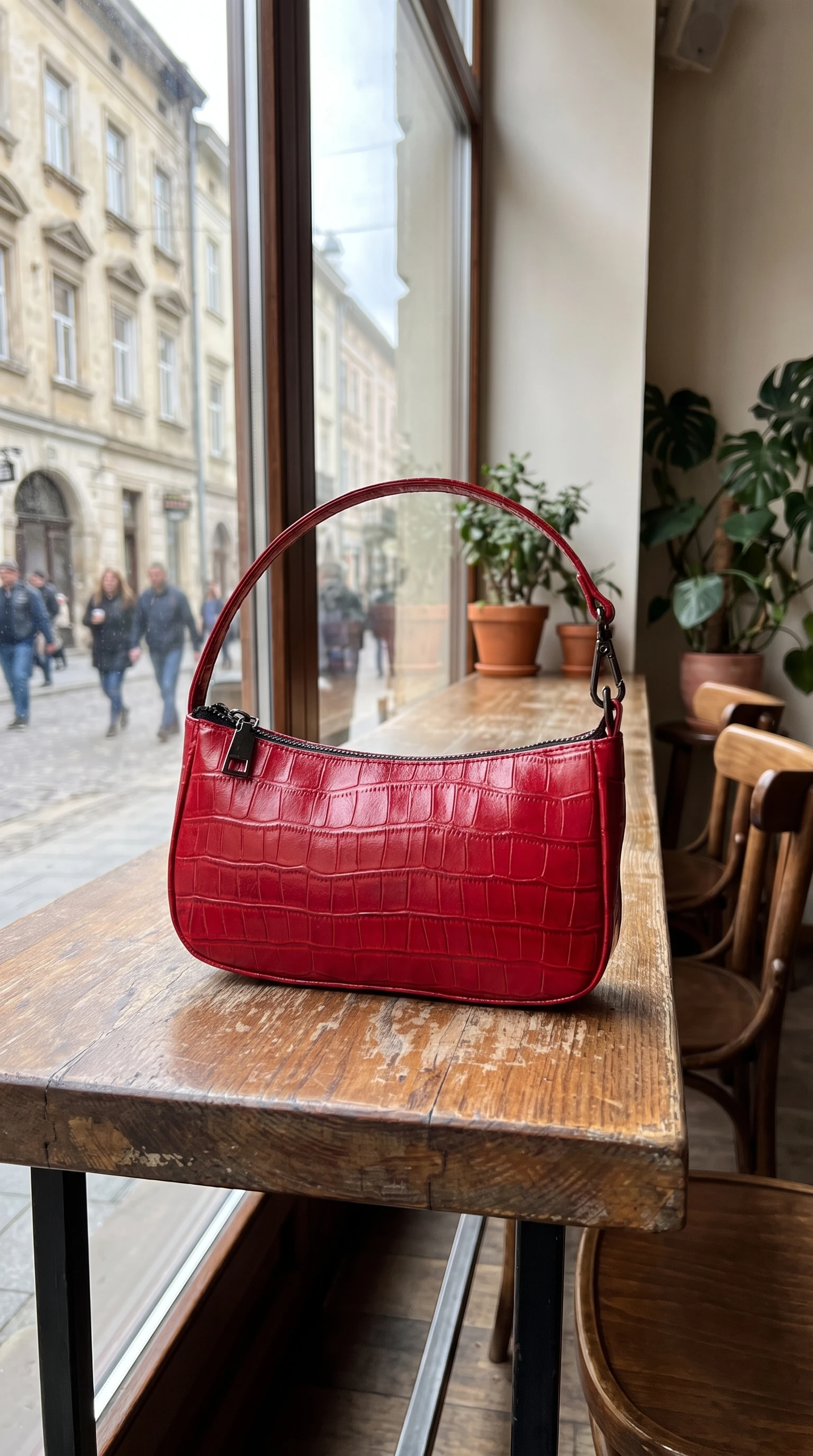 Handbag at a café, made with Nano Banana Pro