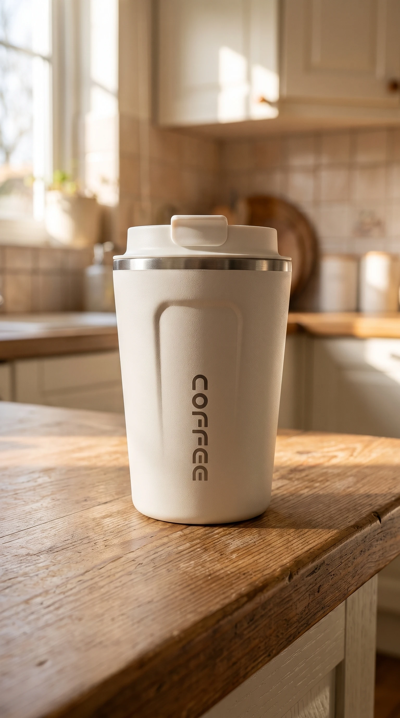 Tumbler on a kitchen counter, made with Nano Banana Pro